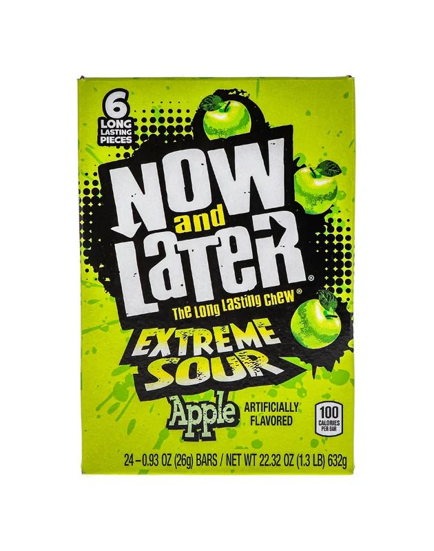 Now & Later Changemakers Bars Xtreme Sour Apple 24 Count - 6 Pieces image 0