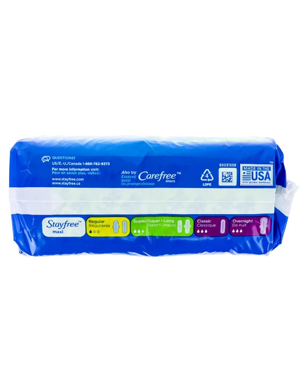 Stayfree Maxi Pads Super Long with Wings - 16 Count image 0