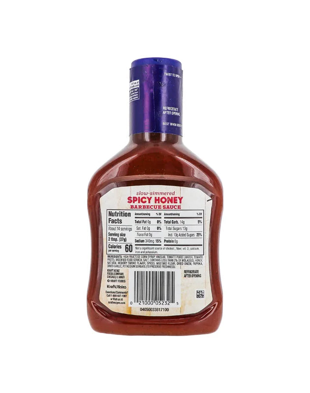 Kraft Spicy Honey Slow-Simmered Barbecue Sauce 18 oz image 0