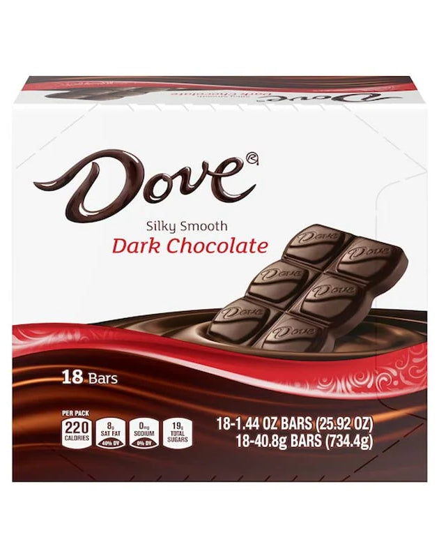 Dove Silky Smooth Dark Chocolate 18 Count -1.44 oz image 0