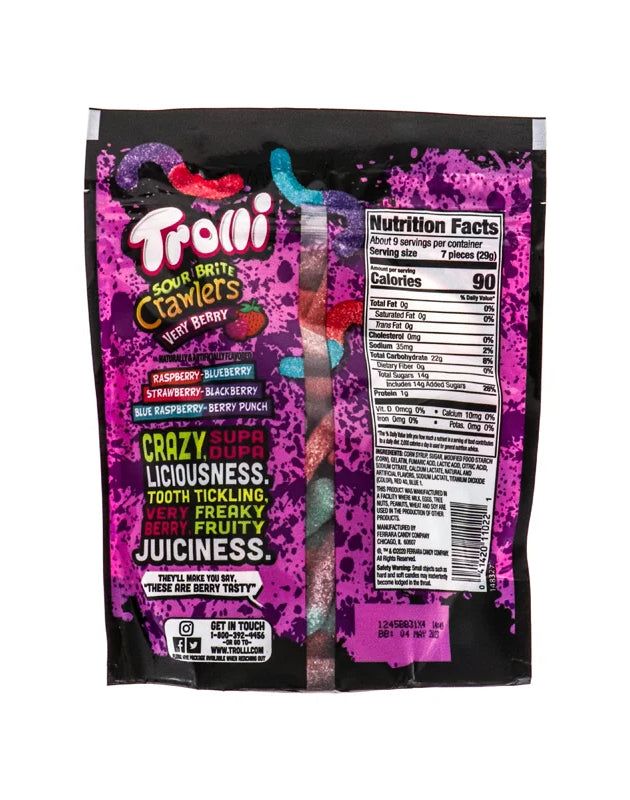 Trolli Mini Sour Brite Crawler Very Berry - Pouch 9 oz image 0