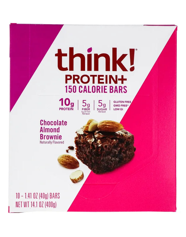 Think! Lean Protein Fiber Chocolate Almond Brownie Bar 10 Count - 1.41 oz image 0