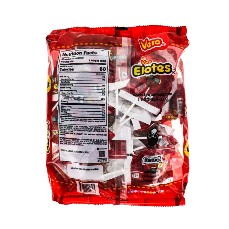 Vero Elotes Strawberry with Chile Lollipop 40 Count - 22.6 oz image 1