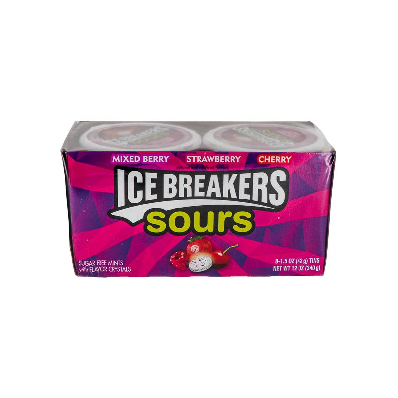 Ice Breakers Sours Mixed Berry, Strawberry and Cherry Cans 8 Count - 1.5 oz image 0