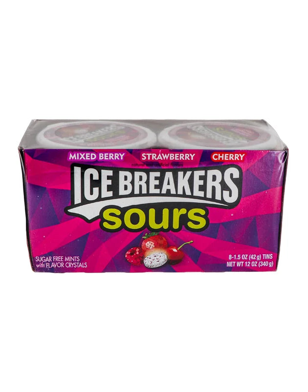 Ice Breakers Sours Mixed Berry, Strawberry and Cherry Cans 8 Count - 1.5 oz image 0