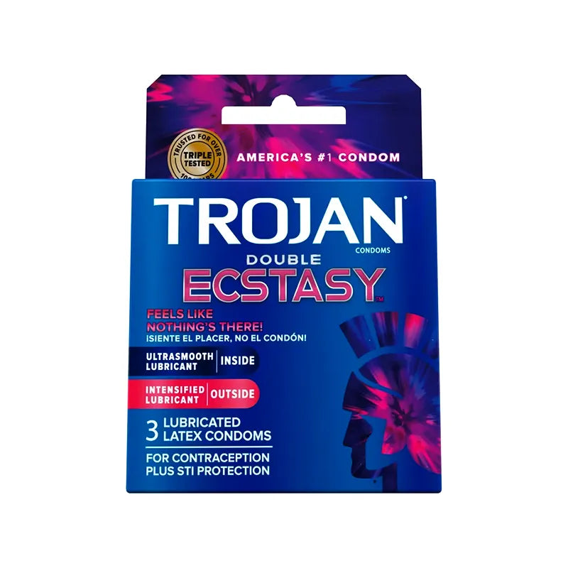 Trojan Double Ecstasy Intensified Lubricant Condoms 6 Count - 3 pk image 0