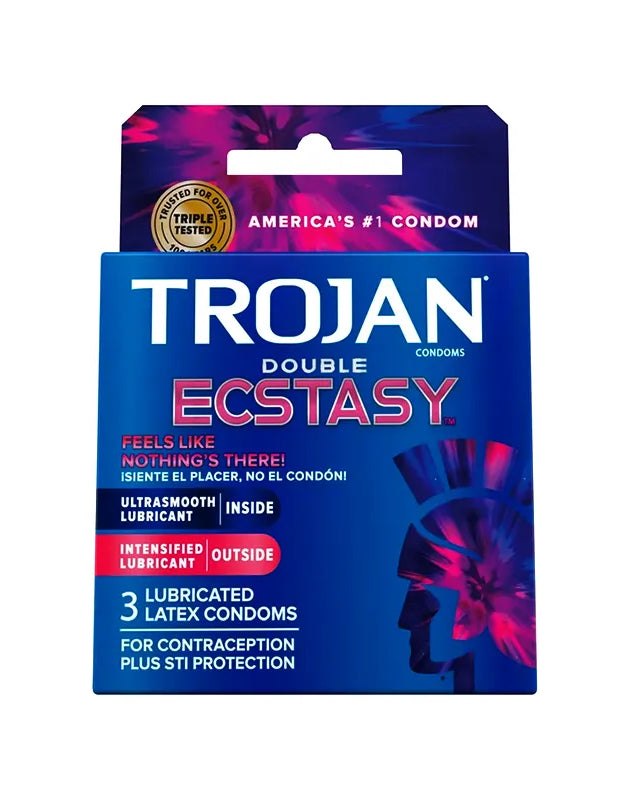 Trojan Double Ecstasy Intensified Lubricant Condoms 6 Count - 3 pk image 0