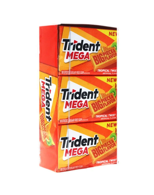 Trident Tropical Twist Sugar Free Gum 9 Count - 10 Pieces image 0