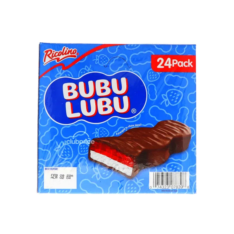 Ricolino Bubu Lubu Strawberry Gummy Candy & Marshmallow w/ Chocolate Coating 24 Count - 1.2 oz image 0