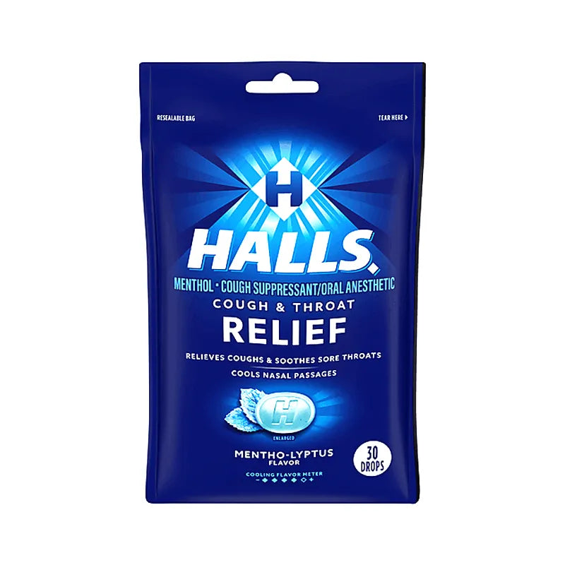 Halls Cough Drops Mentho Lyptus Flavored - Bag 30 Drops image 0