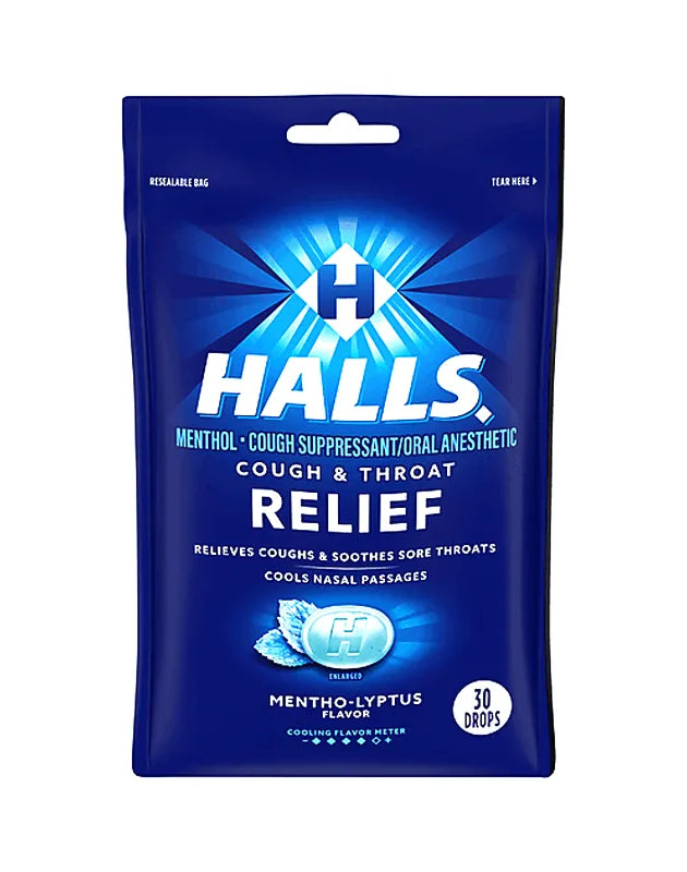 Halls Cough Drops Mentho Lyptus Flavored - Bag 30 Drops image 0