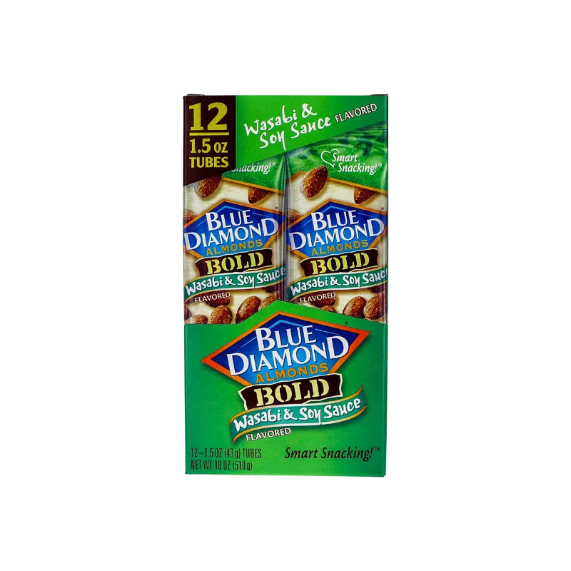 Blue Diamond Almonds Wasabi & Soy Flavored Snack Tube 12 Count - 1.5 oz image 0
