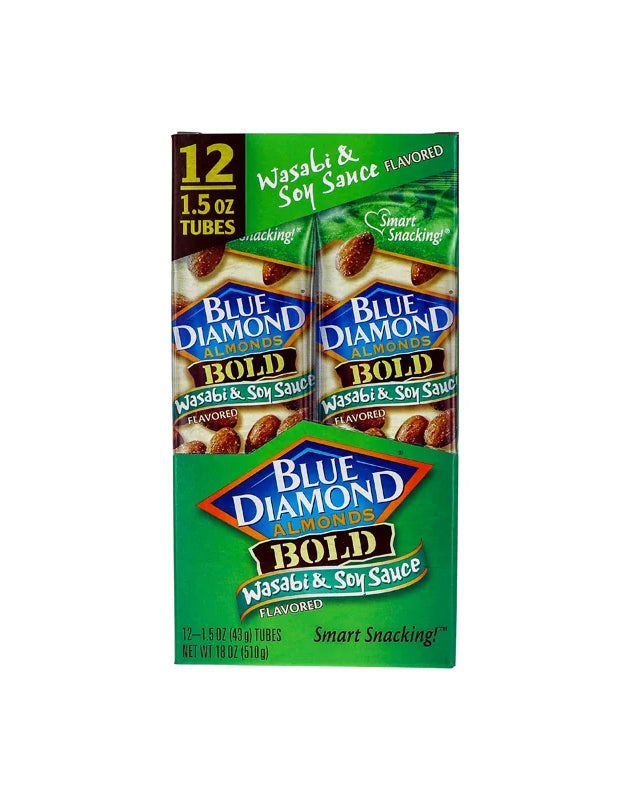 Blue Diamond Almonds Wasabi & Soy Flavored Snack Tube 12 Count - 1.5 oz image 0