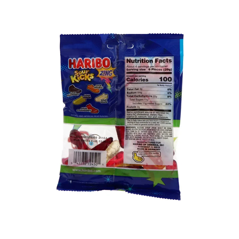 Haribo Peg Bag Zing Sour Kicks 12 Count - 4.5 oz image 1