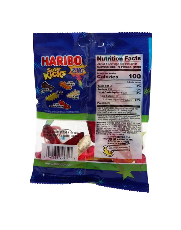 Haribo Peg Bag Zing Sour Kicks 12 Count - 4.5 oz image 0
