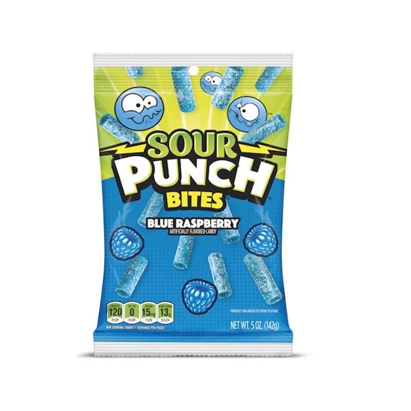 Sour Punch Blue Raspberry Bites Chewy Candy 12 Count - 5 oz image 0
