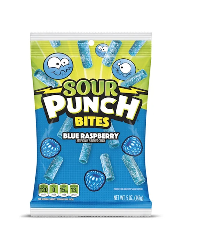 Sour Punch Blue Raspberry Bites Chewy Candy 12 Count - 5 oz image 0