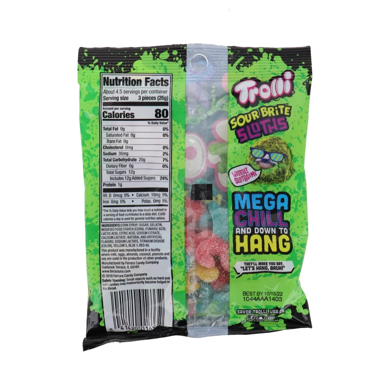 Trolli Sour Brite Sloths 12 Count - 4.25 oz image 1