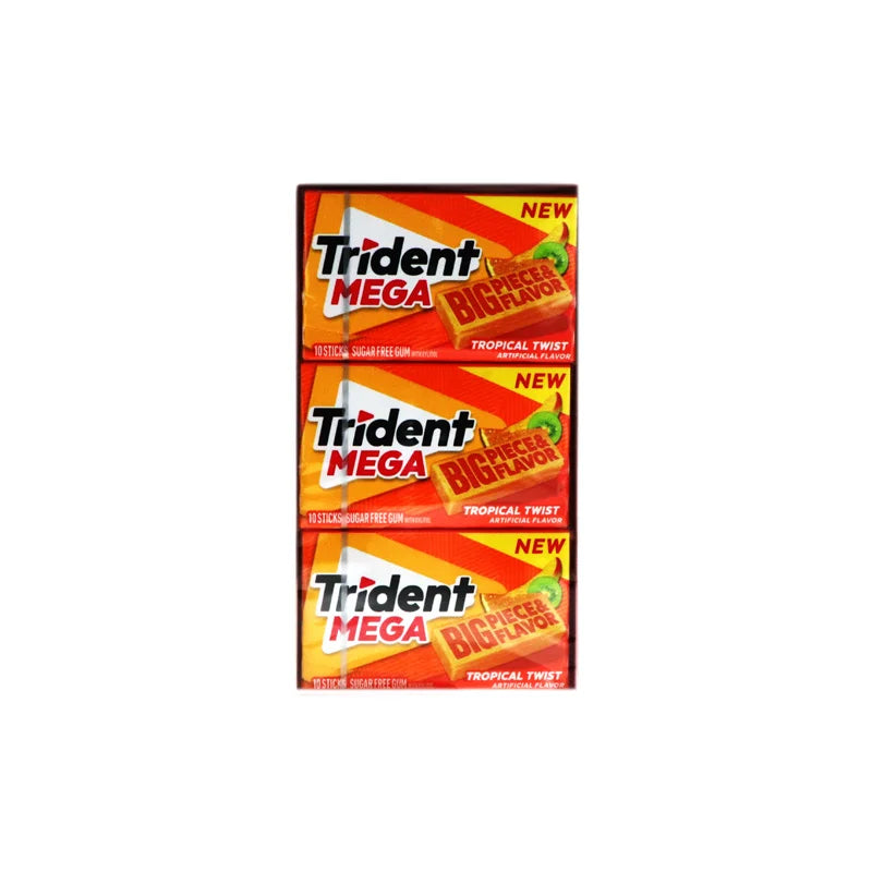 Trident Tropical Twist Sugar Free Gum 9 Count - 10 Pieces image 0