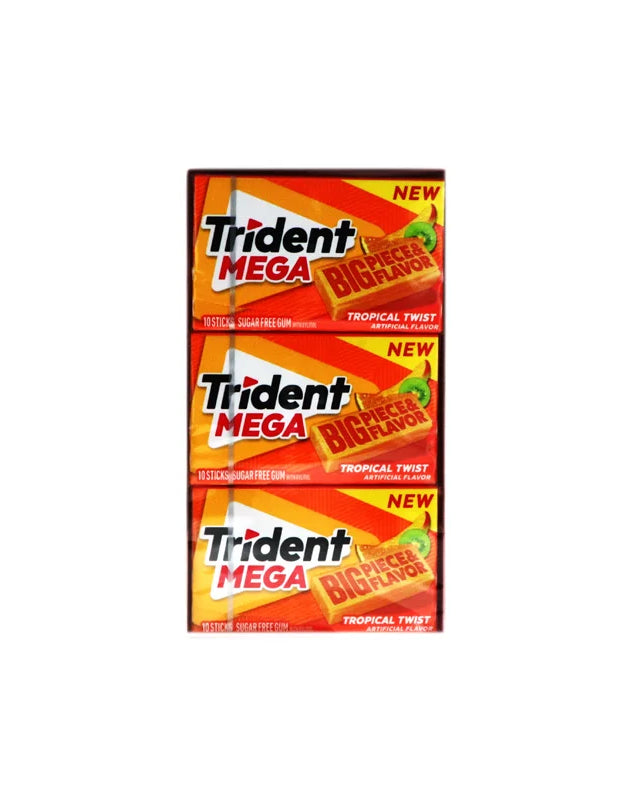 Trident Tropical Twist Sugar Free Gum 9 Count - 10 Pieces image 0