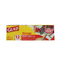 Glad Zipper Food Storage Bags Quart Size - 12 Count image 0