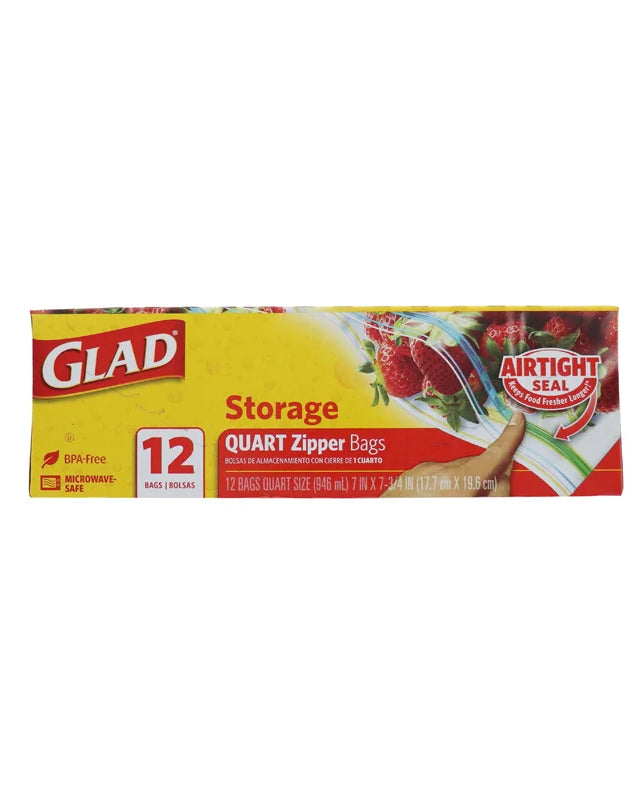 Glad Zipper Food Storage Bags Quart Size - 12 Count image 0
