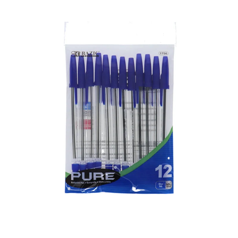 BAZIC Pure Blue Stick Pen (Pack of 12) image 0