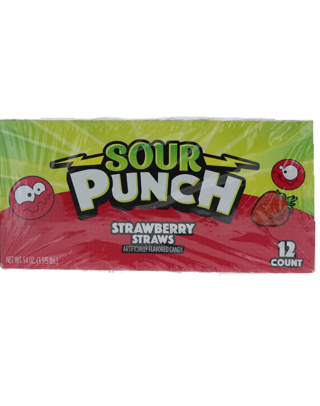 Sour Punch Straw King Size Strawberry Chewy Candy 12 Count - 4.5 oz image 0