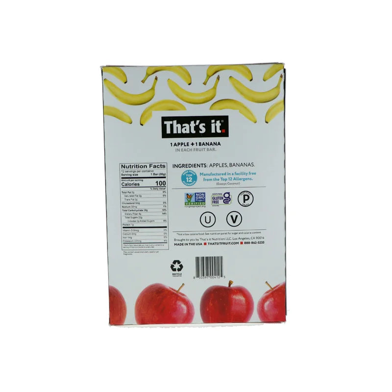 That's It Fruit Bars - Apple & Banana 12 Count - 1.2 oz image 2