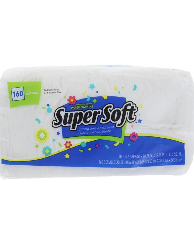 Super Soft Plain Napkins 1 Ply 1/4 Fold 1 Count - 160 Sheets image 0