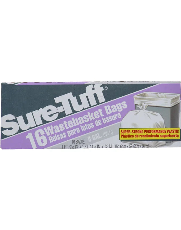 Sure-Tuff Wastebasket Bags 8 Gallon (Purp) - 16 Count image 0