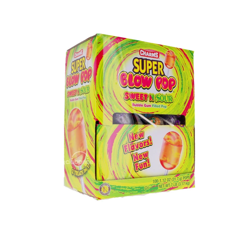 Charms Super Blow Pop Sweet N Sour Bubble Gum Filled Pop (100 Count) image 1