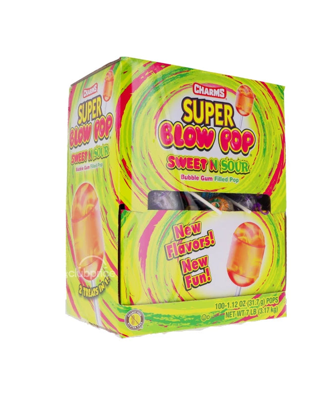 Charms Super Blow Pop Sweet N Sour Bubble Gum Filled Pop (100 Count) image 0
