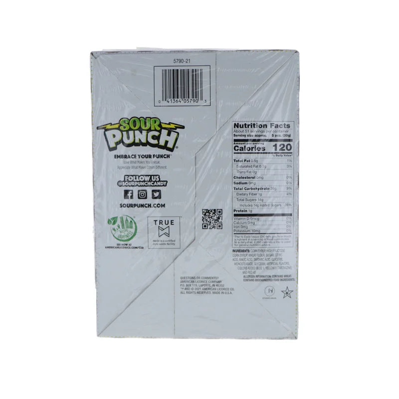 Sour Punch Straw King Size Rainbow Chewy Candy 12 Count - 4.5 oz image 2