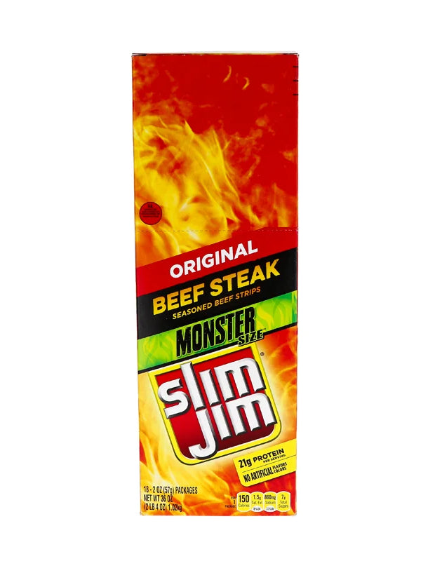 Slim Jim Beef Stick, Original Flavor Strips 18 Count - 2 oz image 0