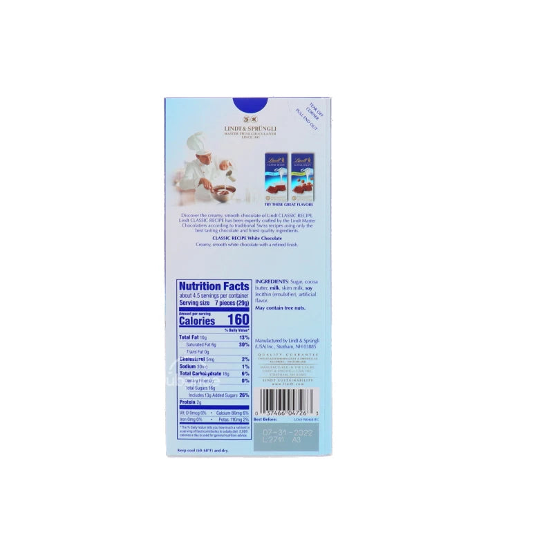 Lindt Classic Recipe White Chocolate Candy Bar 4.4 oz image 1