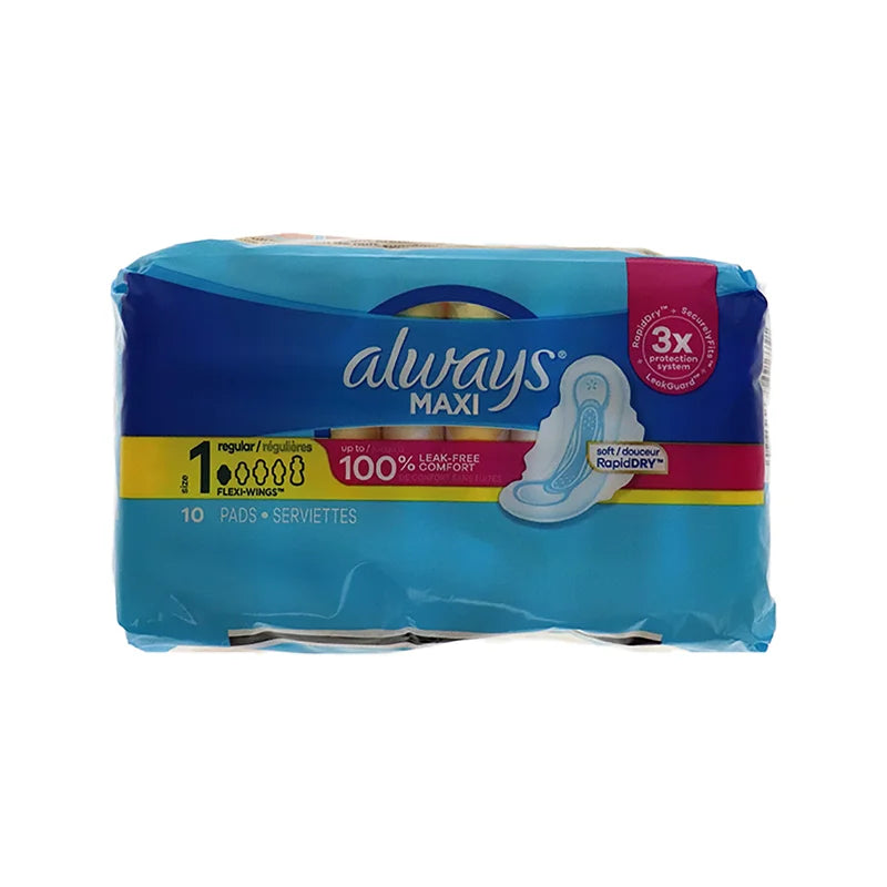 Always Maxi Size 1 Regular Pads (Pack of 10) image 0