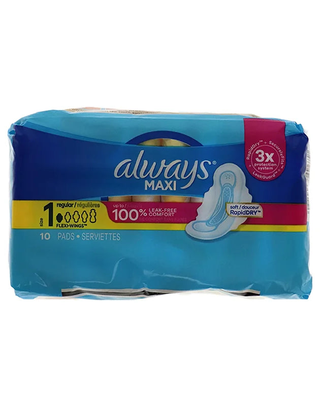 Always Maxi Size 1 Regular Pads (Pack of 10) image 0