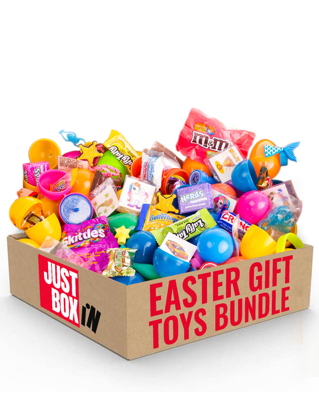JUST BOX IN Easter Eggs Filled with 48 Assorted Candies ? Prefilled Surprise Eggs with Sweets ? Fun Easter Basket Stuffers for Kids image 0