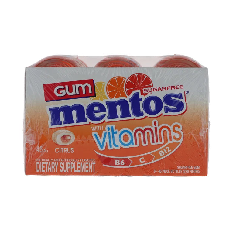 Mentos Gum Big Bottle Vitamin Citrus 6 Count - 3.53 oz image 0