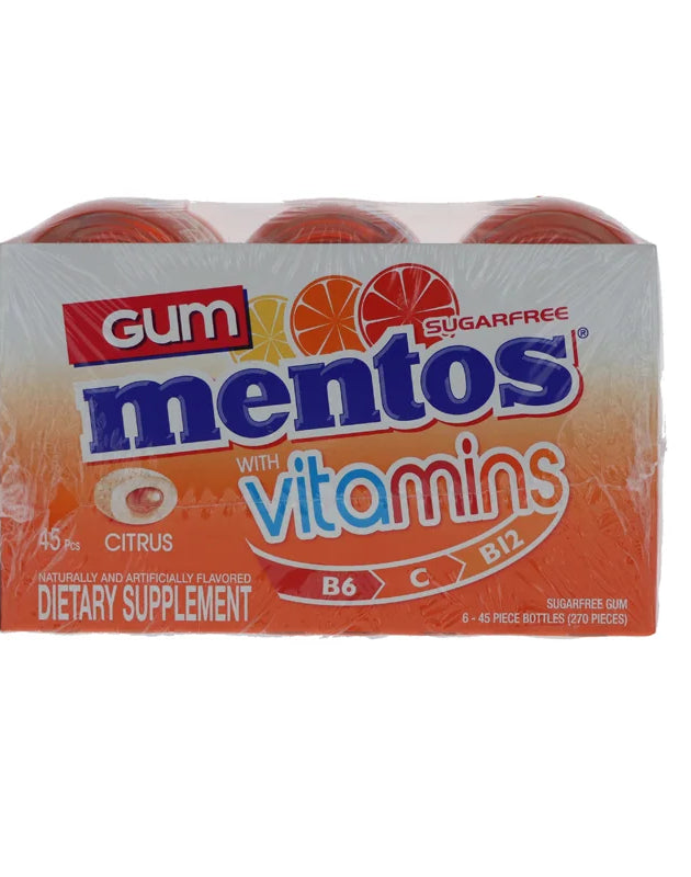 Mentos Gum Big Bottle Vitamin Citrus 6 Count - 3.53 oz image 0