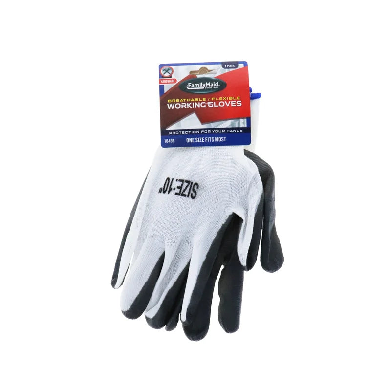 Family Maid Nonslip Grip Working Gloves Grey - 1 Count Only image 0