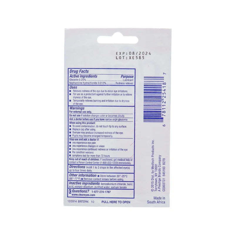 Clear Eyes Redness Relief Eye Drops - Hand Pocket Pal 1 Count - 0.2 oz image 1