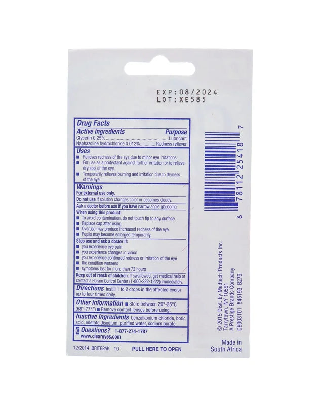 Clear Eyes Redness Relief Eye Drops - Hand Pocket Pal 1 Count - 0.2 oz image 0