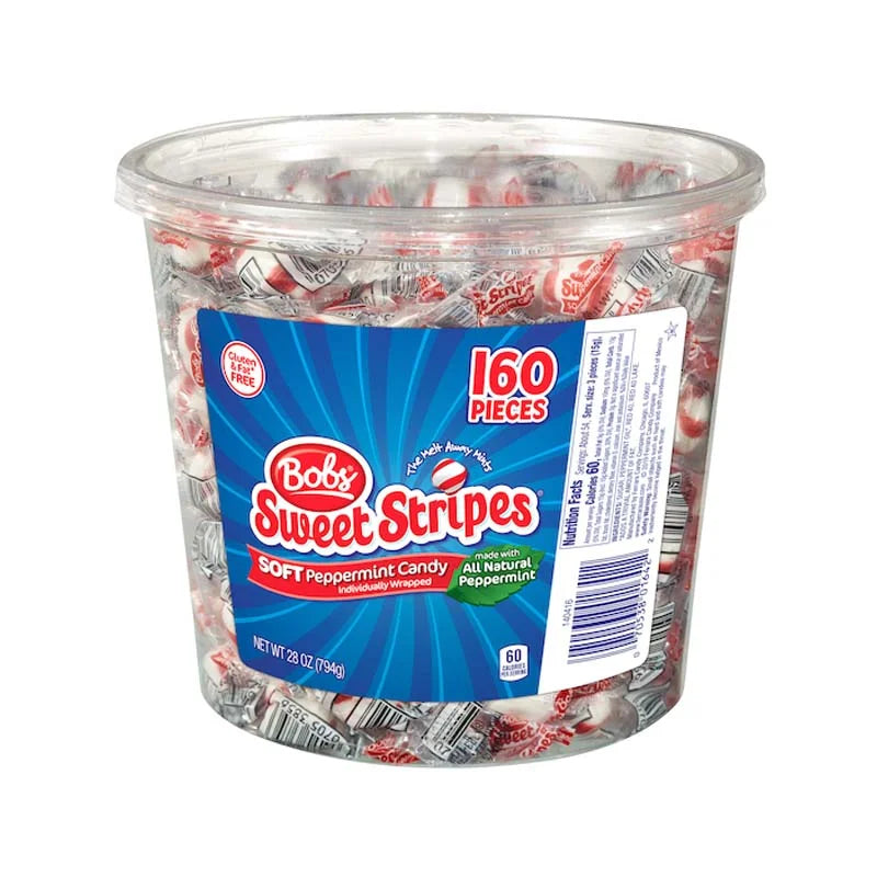 Bobs Sweet Stripes Soft Mint Candy - Jar 160 Count - 1.12 lb image 0