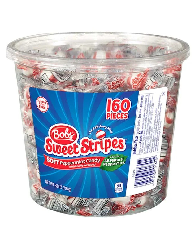 Bobs Sweet Stripes Soft Mint Candy - Jar 160 Count - 1.12 lb image 0