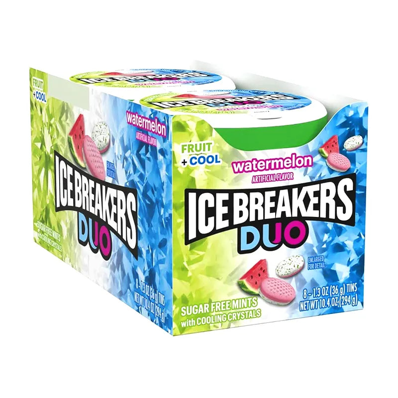 Ice Breakers, Duo Watermelon Flavored Sugar-Free Can 8 Count - 1.3 oz image 0