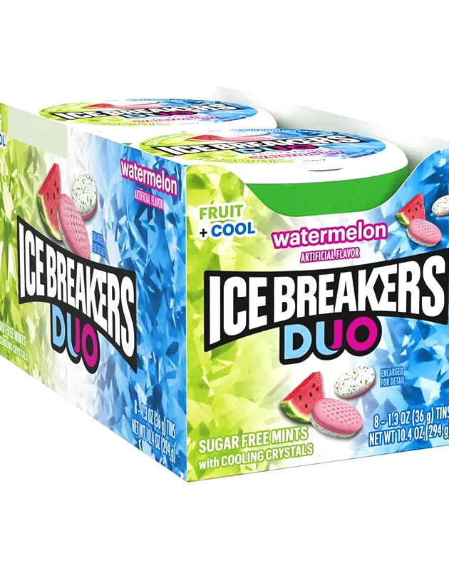 Ice Breakers, Duo Watermelon Flavored Sugar-Free Can 8 Count - 1.3 oz image 0