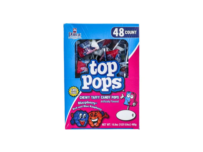 Top Pops Blazpberry Red & Blue Raspberry Lollipops 48 Count image 0