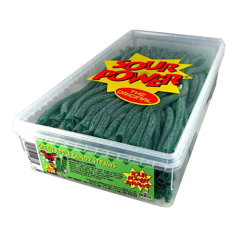 Sour Power Straws Green Apple Straws 200 Count - 49.4 oz image 0